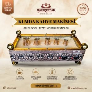 bakır kumda kahve makinesi